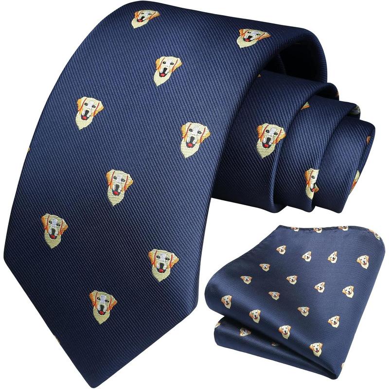 Ties for Men Classic Animal Tie Handkerchief Woven Silk Mens Ties Pocket Square Set Wedding Party Necktie