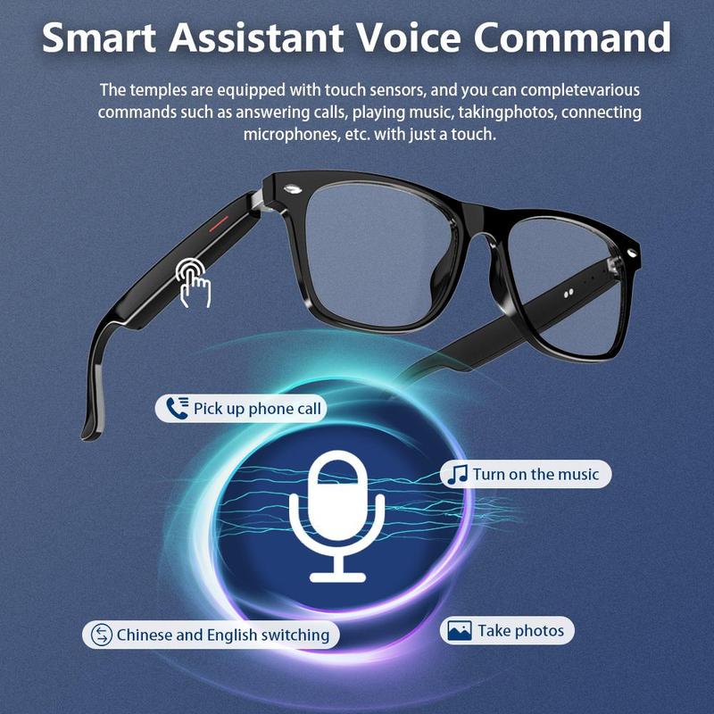 Smart Glasses, Polarized Bluetooth Sunglasses, Built-in Mic & Speakers, Voice Assistant, UV Protection, Bluetooth Glasses for Office, Driving, Cycling Outdoor Sports music playback