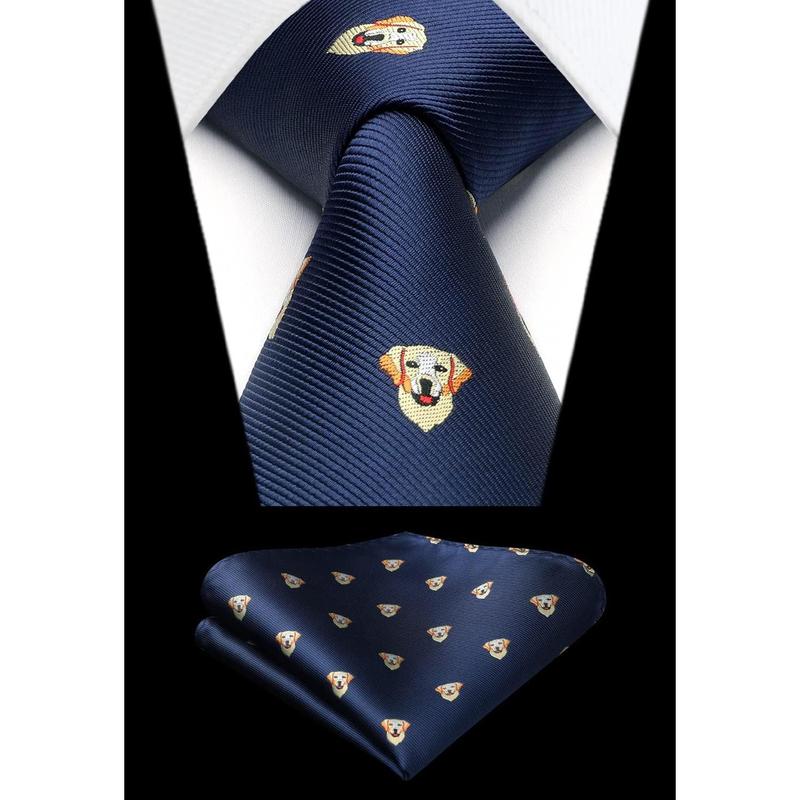 Ties for Men Classic Animal Tie Handkerchief Woven Silk Mens Ties Pocket Square Set Wedding Party Necktie