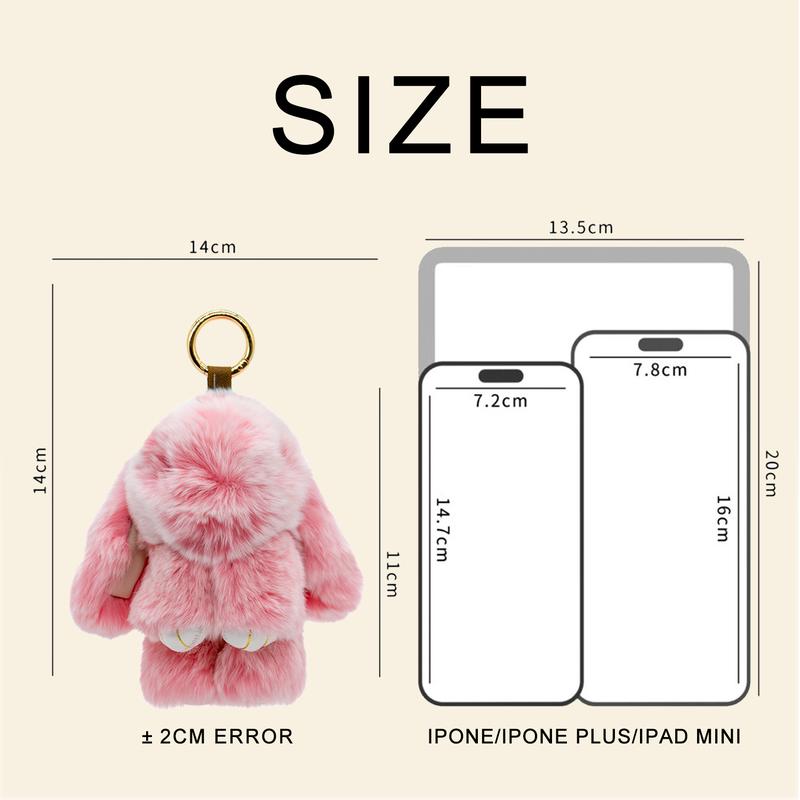 BUNNYLULU * Handmade Fluffy Bunny PomPom Keychain with Designed Tin Box, Gifts for Halloween Christmas Holiday