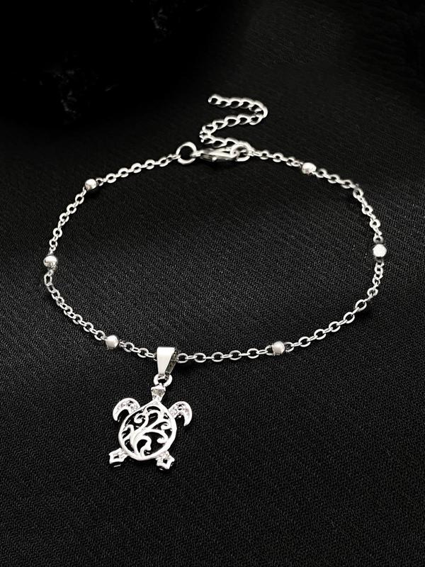 Fashion Hollow Out Turtle Design Anklet for Women & Girls,  Casual Trendy Zinc Alloy Anklet for Party, Daily Clothing Decor, Trendy All-match & Exquisite Jewelry for Birthday Gift