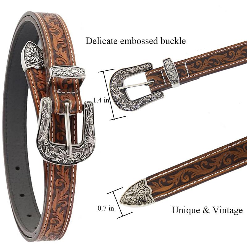 Fashion Western Floral Design Cowgirl Cowboy Belts for Women Mens Jeans Pants Dresses