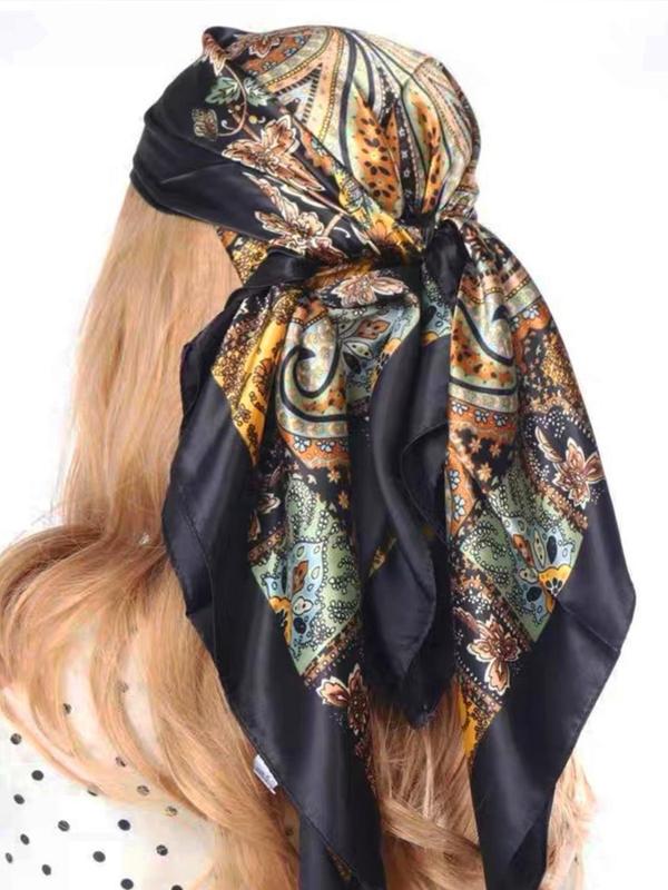 Paisley Print Square Scarf, Muslim Headscarf for Women, Women's Outdoor Sunscreen Muffler, Casual Soft Breathable Headscarf, Printed Bandanna, Travel Windproof Kerchief