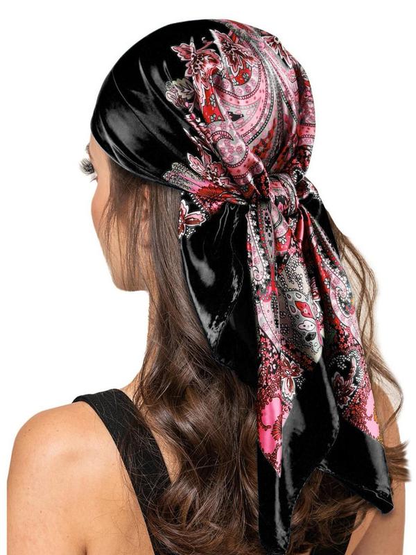 Paisley Print Square Scarf, Muslim Headscarf for Women, Women's Outdoor Sunscreen Muffler, Casual Soft Breathable Headscarf, Printed Bandanna, Travel Windproof Kerchief