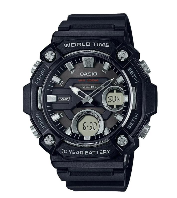 Casio Men's Heavy Duty Analog-Digital World Time Watch AEQ120-1AV