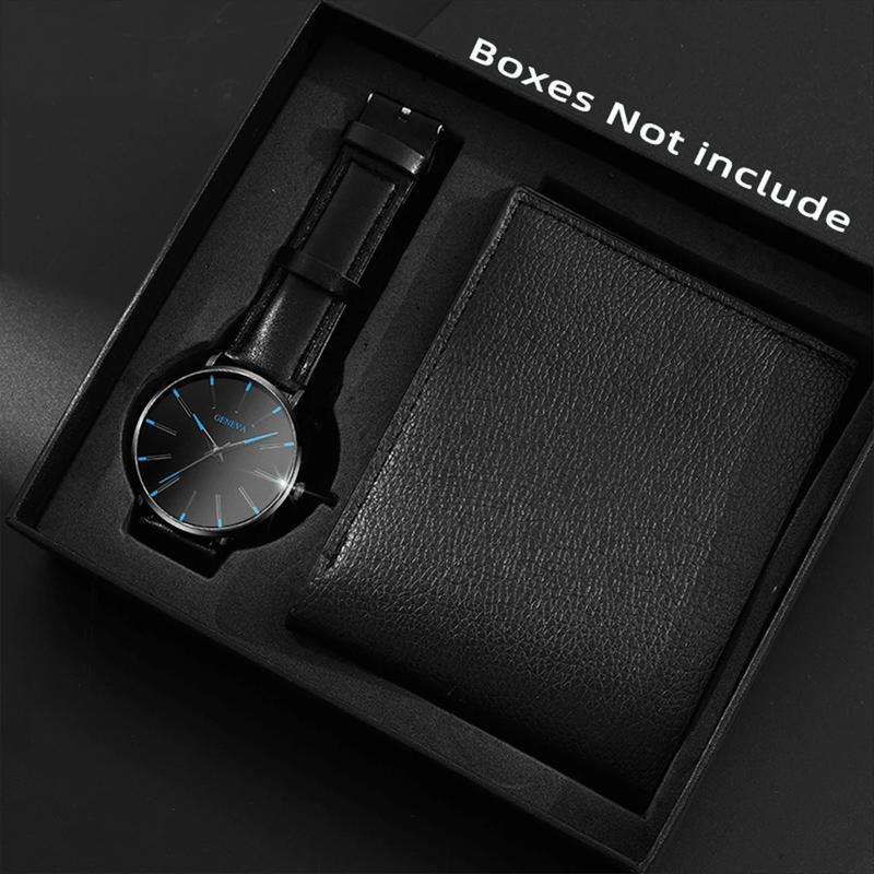 2 PCS Men's Watch Set with Casual Colour Scale Dial Quartz Watch & Classic Brown Wallet, Perfect Gift for Father's Day and Ideal Choice for Men