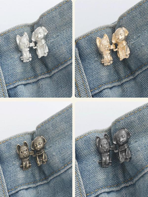 Cute Cat & Dog Design Jeans Waist Buckle, Fashionable Detachable Waist Buckle for Women & Men, Trendy All-match & Exquisite Clothes Accessories for Daily Wear