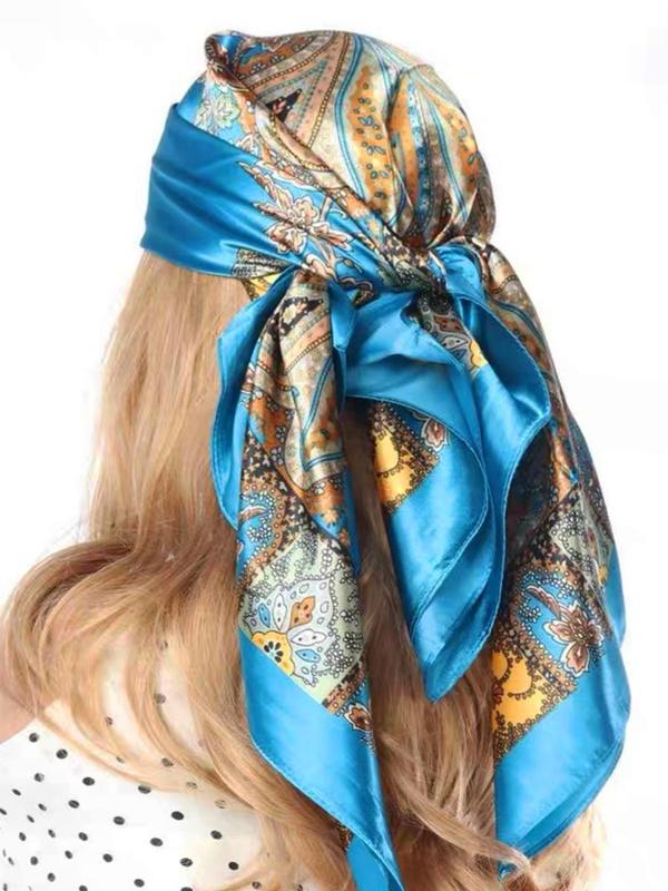 Paisley Print Square Scarf, Muslim Headscarf for Women, Women's Outdoor Sunscreen Muffler, Casual Soft Breathable Headscarf, Printed Bandanna, Travel Windproof Kerchief