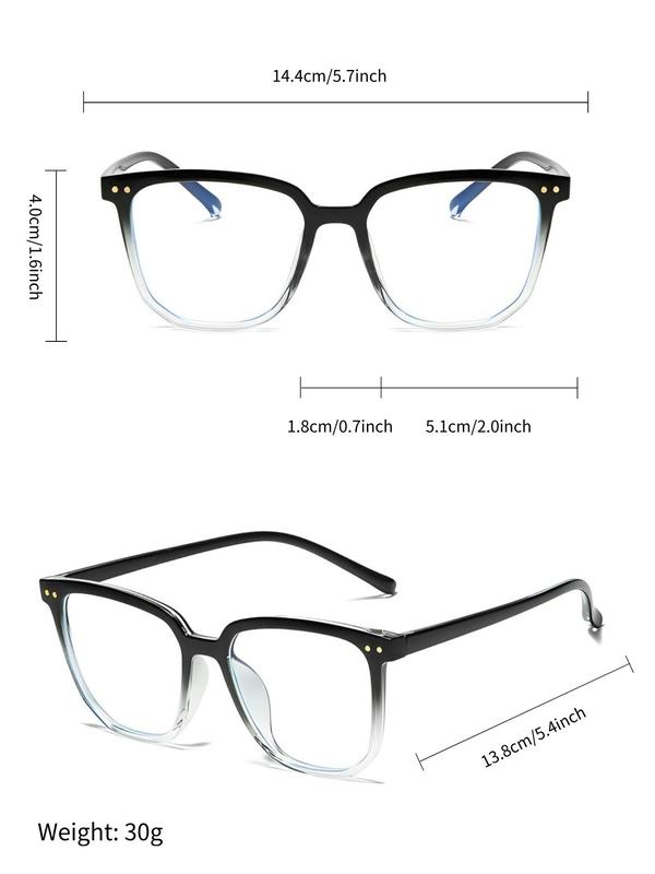 Unisex Simple Style Eyeglasses, Trendy Casual Ombre Geometric Frame Eyeglasses for Everyday Use, Fashion Accessories for Outdoor Activities