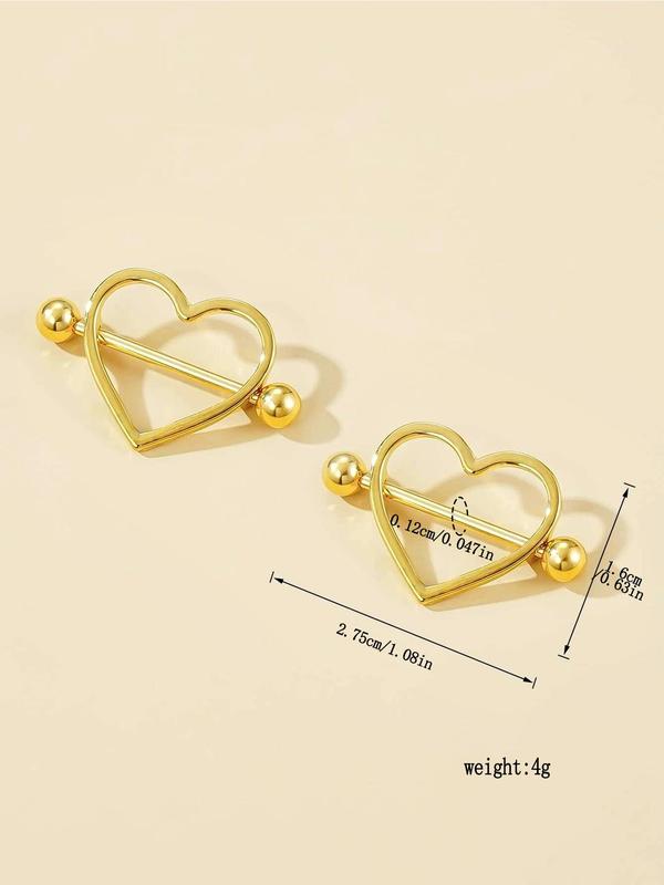 Summer Fashion Heart Shaped Nipple Ring, Nipple Piercing for Women, Trendy All-match & Exquisite Pierced Nails for Party, Daily Clothing Decor