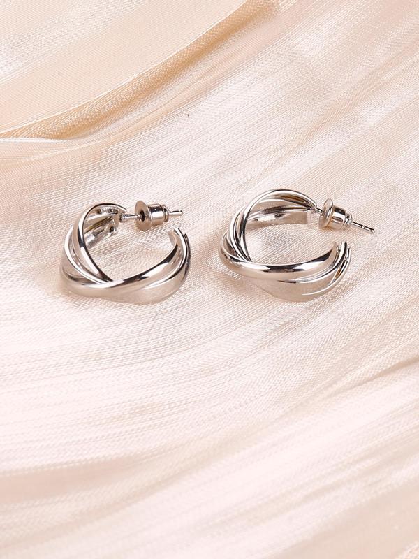  1 Pair Minimalist Geometric Design Elegant Hoop Earrings, Casual Tired Layered Jewelry for Party, Daily Clothing Decoration