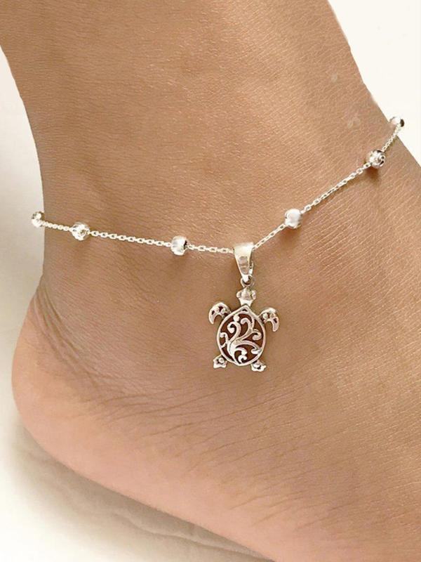 Fashion Hollow Out Turtle Design Anklet for Women & Girls,  Casual Trendy Zinc Alloy Anklet for Party, Daily Clothing Decor, Trendy All-match & Exquisite Jewelry for Birthday Gift