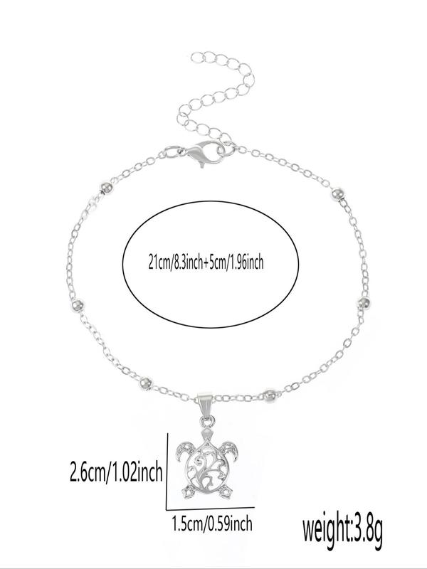 Fashion Hollow Out Turtle Design Anklet for Women & Girls,  Casual Trendy Zinc Alloy Anklet for Party, Daily Clothing Decor, Trendy All-match & Exquisite Jewelry for Birthday Gift