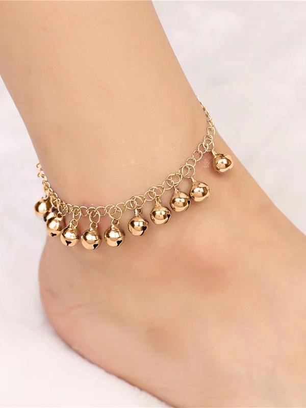 Bells Decor Simple Design Anklet, Adjustable Chain Anklet for Women & Girls, Fashion Jewelry for Party, Daily Clothing Decor, Trendy All-match & Exquisite Jewelry for Birthday Gift