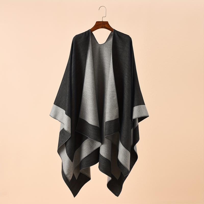 Double Sided Solid Color Shawl Casual Warm Cardigan Poncho Autumn Winter Outdoor Windproof Blanket Shawl