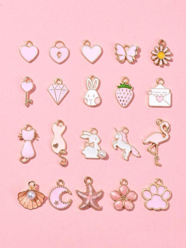 Cute Animal & Flower & Heart & Star & Shell Design Charms, 20pcs Fashion Pendants for Necklace & Bracelet & Earrings Making for Women & Girls, Trendy All-match Jewelry DIY Accessories As Birthday Gift