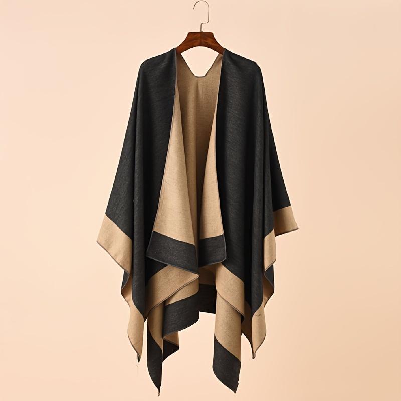 Double Sided Solid Color Shawl Casual Warm Cardigan Poncho Autumn Winter Outdoor Windproof Blanket Shawl