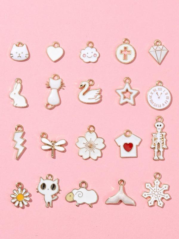 Cute Animal & Flower & Heart & Star & Shell Design Charms, 20pcs Fashion Pendants for Necklace & Bracelet & Earrings Making for Women & Girls, Trendy All-match Jewelry DIY Accessories As Birthday Gift