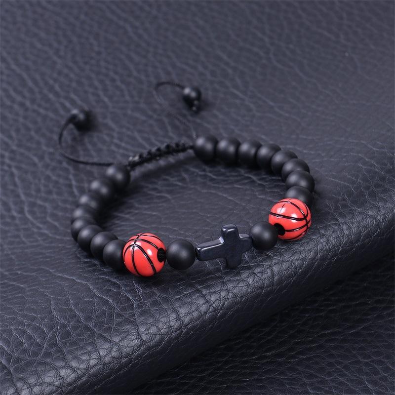 Basketball Baseball Football Creative beaded Cross bracelet Always remember Card Gift for players Fan Man Boy Son Grandson Brother Nephew Gift