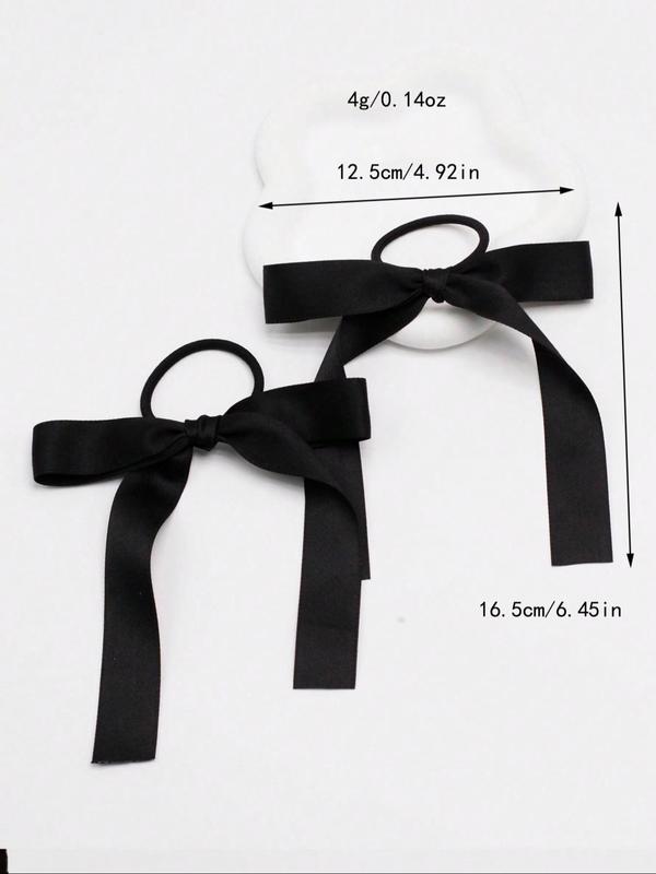 Cute Trendy Bowknot Decorated Hair Tie As Gift for Girlfriend, 2counts Elegant High Stretch Ponytail Holder, Fashionable Hair Accessories for Daily & Party Decoration