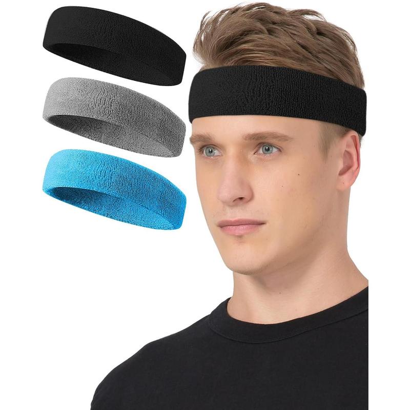 Sweatbands Sport Headbands for Working Out, Execise, Tennis, Basketball, Running - Terry Cloth Athletic Sweat Cotton Headband Outdoor for Men & Women