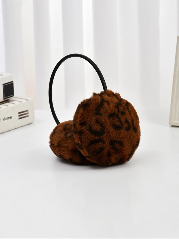 Women's Leopard Pattern Earmuffs, Fashionable Earmuffs for Fall & Winter, Warm Earmuffs for Women, Travel Accessories