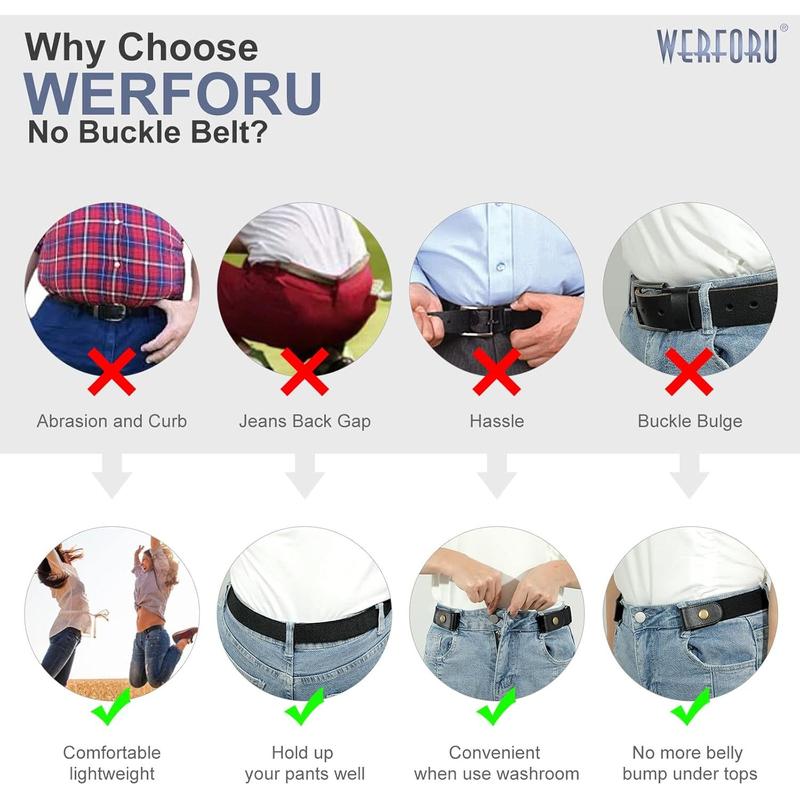 No Buckle Show Belt for Men Buckle Free Stretch Belt for Jeans Pants 1.38 Inches Wide