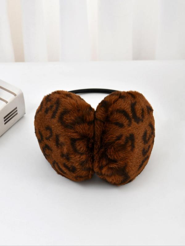 Women's Leopard Pattern Earmuffs, Fashionable Earmuffs for Fall & Winter, Warm Earmuffs for Women, Travel Accessories