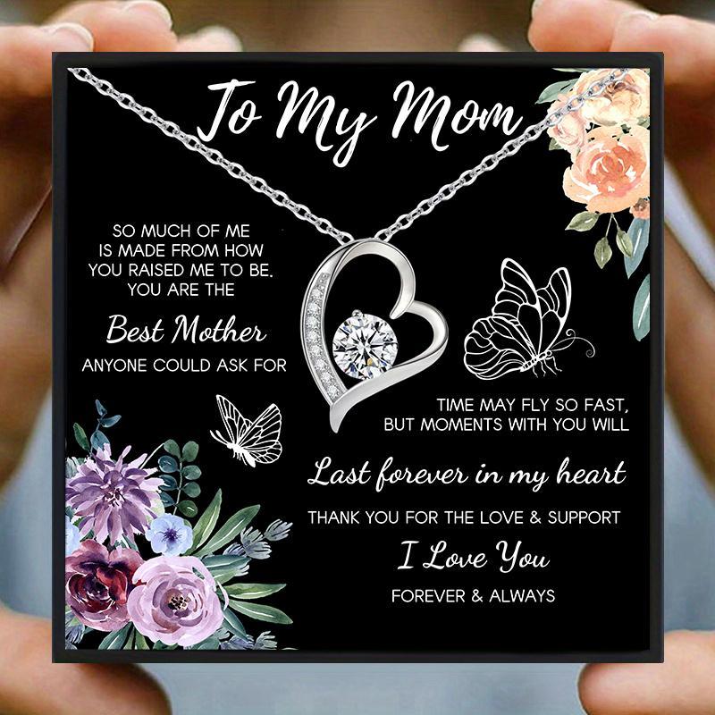 Christmas To My Hero Mom Pendant Necklace with Gift Card & Gift Box, 1 Set Elegant Jewelry for Women, Summer Gift, Necklaces for Women