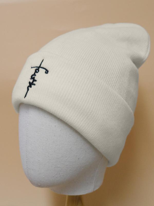 Letter Embroidery Beanie Hat, Casual Winter Warm Knit Hat for Women & Men, Fashion Accessories for Daily Wear