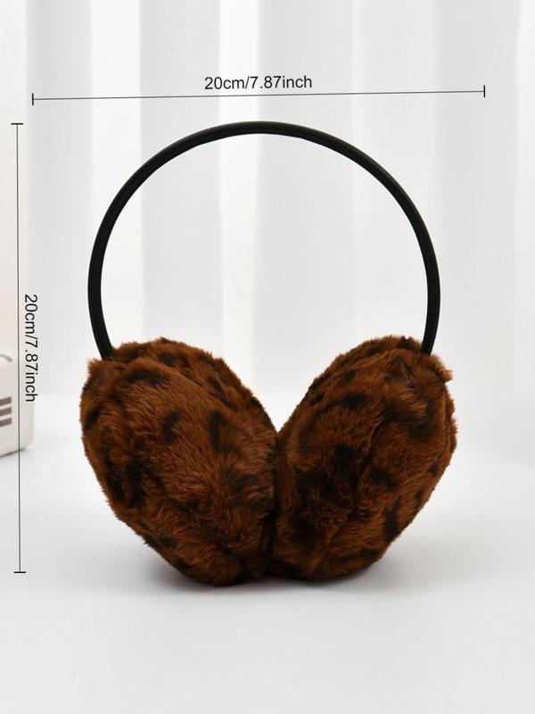 Women's Leopard Pattern Earmuffs, Fashionable Earmuffs for Fall & Winter, Warm Earmuffs for Women, Travel Accessories