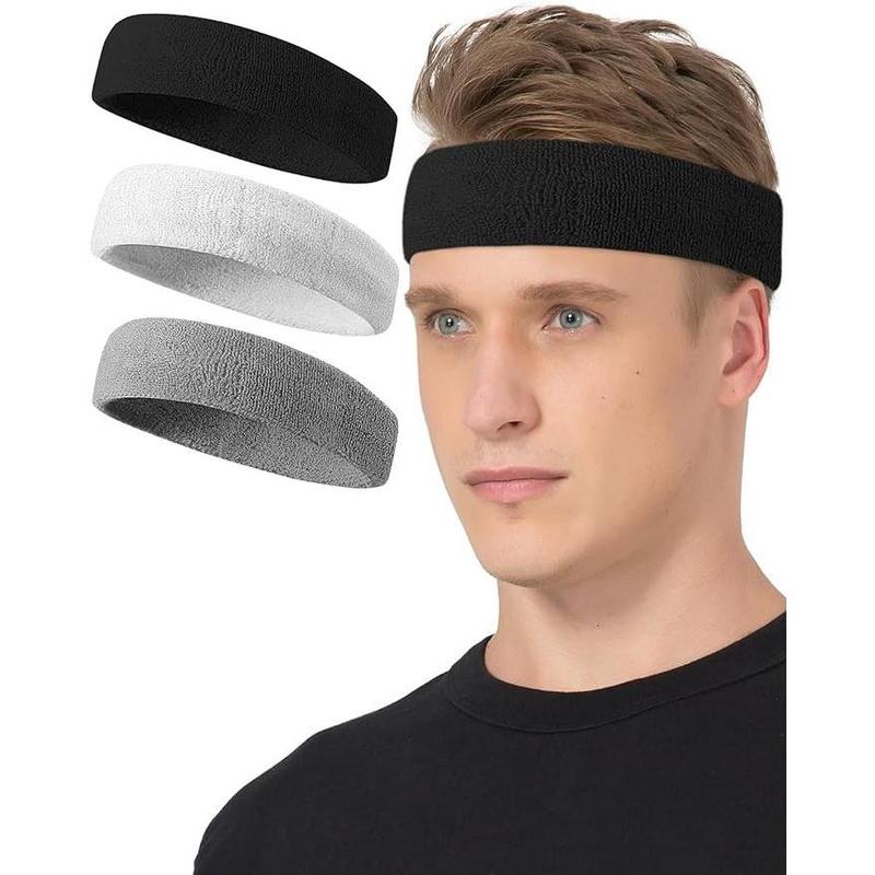 Sweatbands Sport Headbands for Working Out, Execise, Tennis, Basketball, Running - Terry Cloth Athletic Sweat Cotton Headband Outdoor for Men & Women