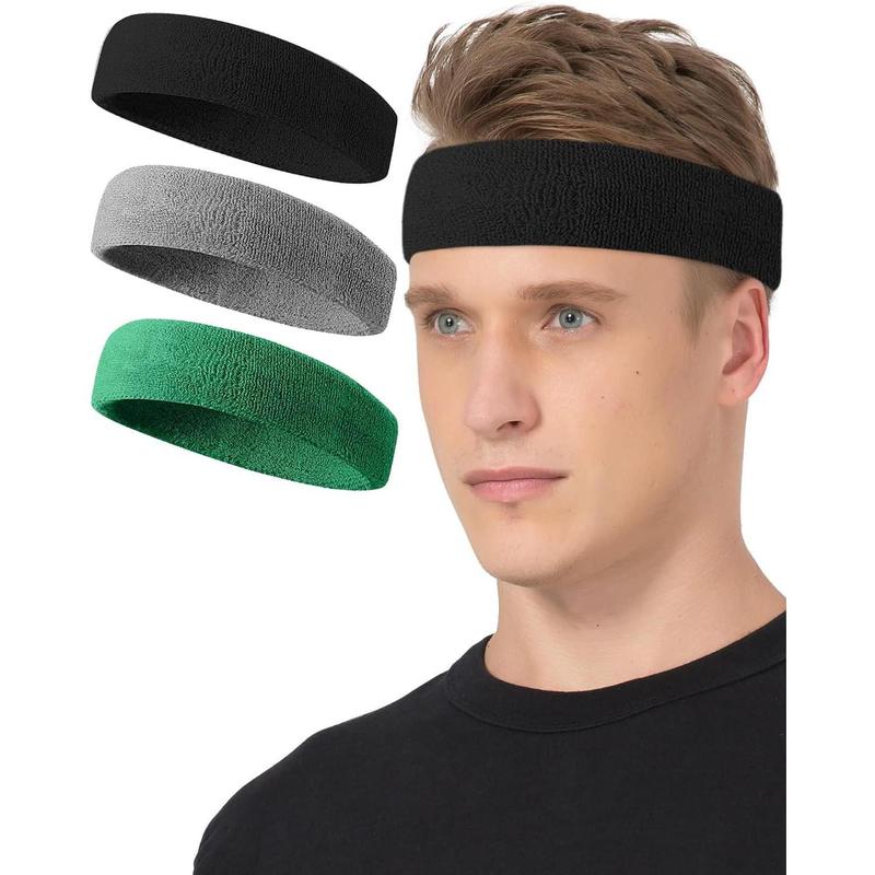 Sweatbands Sport Headbands for Working Out, Execise, Tennis, Basketball, Running - Terry Cloth Athletic Sweat Cotton Headband Outdoor for Men & Women