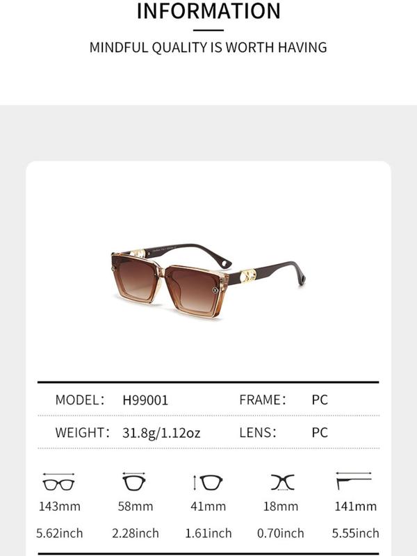 Unisex Fashionable Square Frame Sunglasses, Trendy Casual Sunglasses for Everyday Use, Fashion Accessories for Outdoor Activities