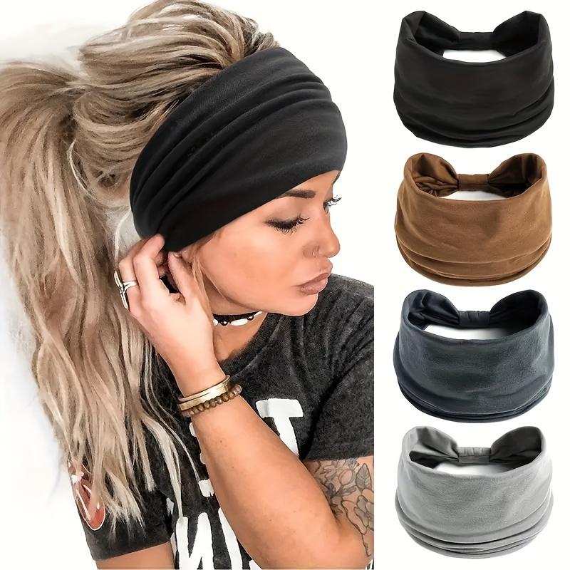 4PCS Ultra-Comfortable Wide Brim Headband for Fitness Enthusiasts - Moisture-Wicking, Sweat-Absorbing, Elastic, and Breathable - Perfect for Yoga, Running, Cycling, Basketball, and Outdoor Activities