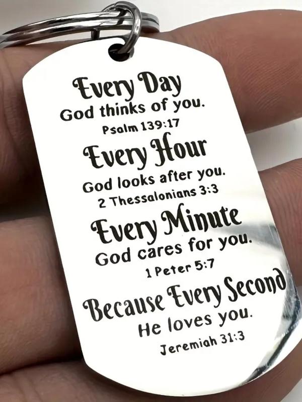 Christian Bible Letters Keychain, Stainless Steel Keychain for Men, Inspirational Gift for Men, Trendy All-match & Exquisite Keychain for Gift