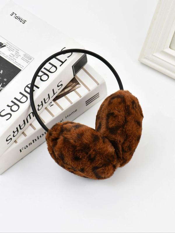 Women's Leopard Pattern Earmuffs, Fashionable Earmuffs for Fall & Winter, Warm Earmuffs for Women, Travel Accessories