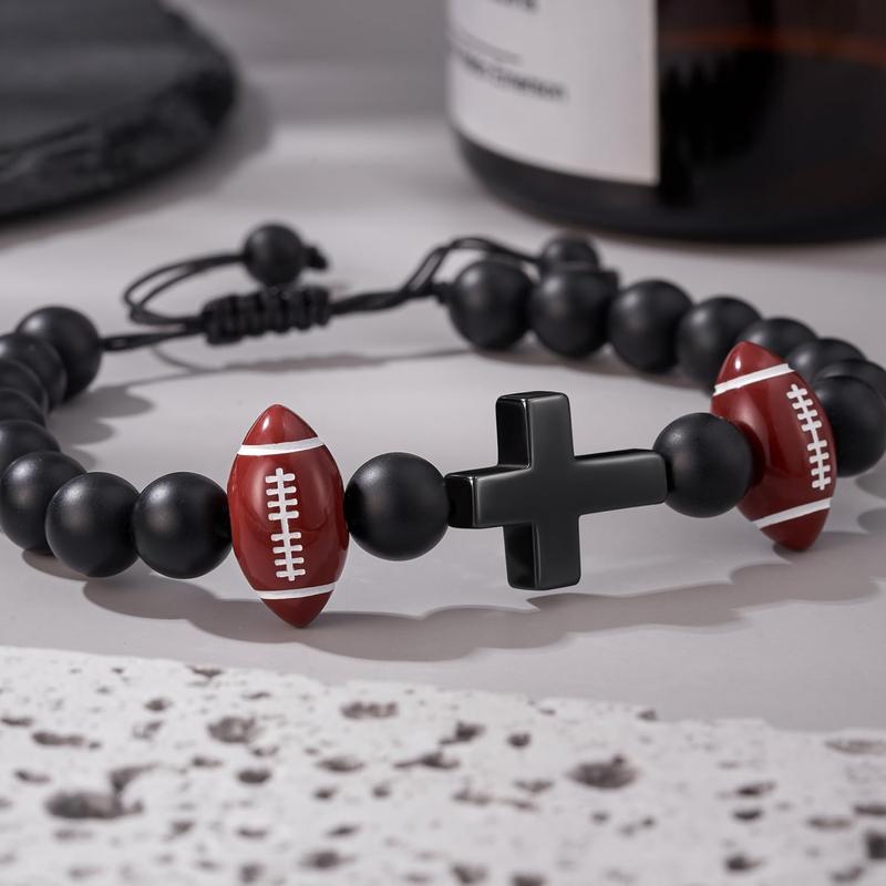 Basketball Baseball Football Creative beaded Cross bracelet Always remember Card Gift for players Fan Man Boy Son Grandson Brother Nephew Gift