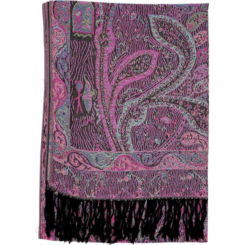 Soft Silky Reversible Paisley Pashmina Shawl Wrap Scarf w Fringes