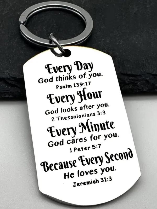 Christian Bible Letters Keychain, Stainless Steel Keychain for Men, Inspirational Gift for Men, Trendy All-match & Exquisite Keychain for Gift