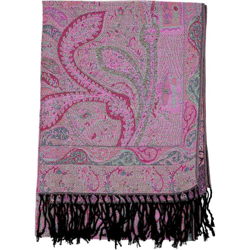 Soft Silky Reversible Paisley Pashmina Shawl Wrap Scarf w Fringes