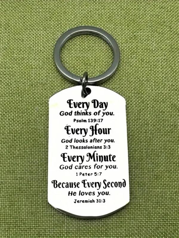 Christian Bible Letters Keychain, Stainless Steel Keychain for Men, Inspirational Gift for Men, Trendy All-match & Exquisite Keychain for Gift