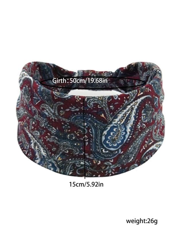 2024 New Style Boho Style Mixed Paisley Pattern Hair Band, Vintage Style Hair Accessories for Women & Girls, Non-slip Hair Band for Gym Workout Running