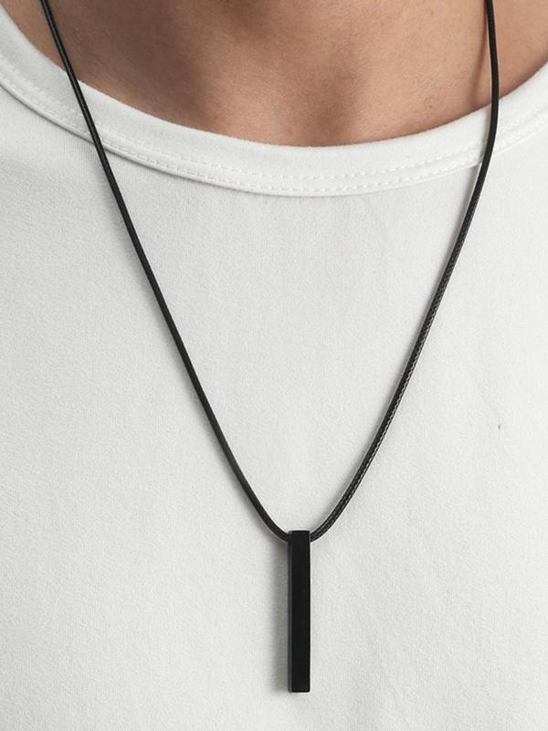 Men's Simple Plain Column Pendant Necklace, Casual Versatile Accessory for Men for Daily Life without Box