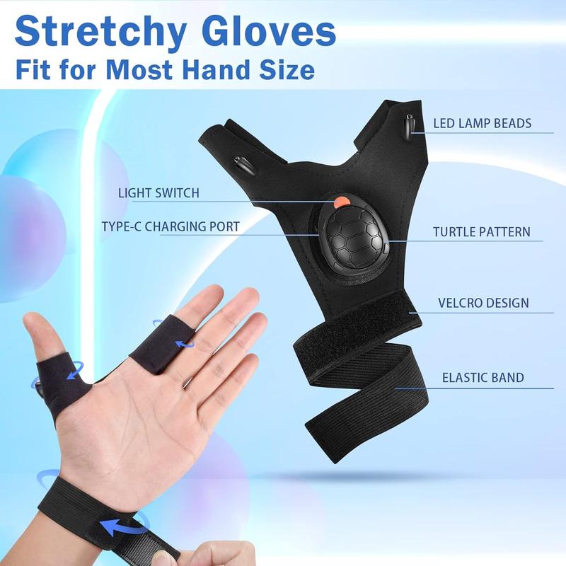 LED Flashlight Gloves 2 Pairs, Christmas Stocking Stuffers for Men Adult, Rechargeable Finger Light Ideas Gifts for Men Dad Husband Boyfriend Him Cool Stuff  Gadgets Tool