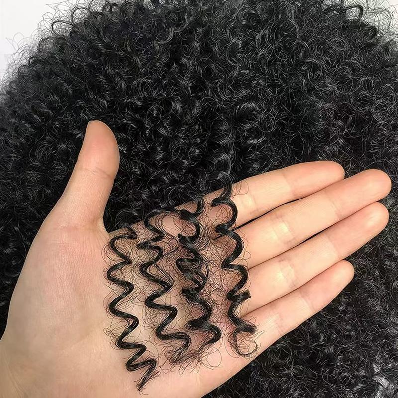 WigDreams 10 12 Inch Short Afro Kinky Curly Coily Hair Wigs for Black Women, Fluffy Glueless Wigs with Bangs, Wear and Go Synthetic Full Machine Wigs for Daily Party