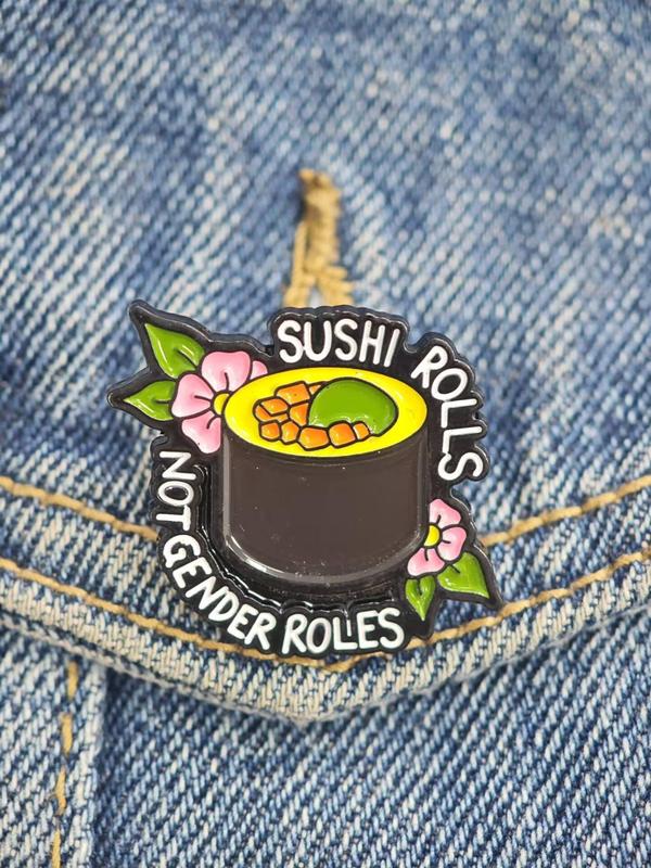 Sushi Roll Badge, Cute Cartoon Food Badge, Fashion Alloy Badge for Women & Men, Trendy All-match & Exquisite Brooch for Birthday Gift