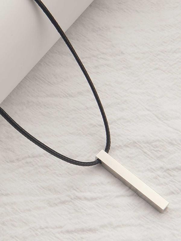 Men's Simple Plain Column Pendant Necklace, Casual Versatile Accessory for Men for Daily Life without Box