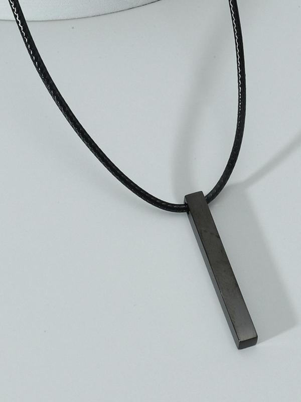 Men's Simple Plain Column Pendant Necklace, Casual Versatile Accessory for Men for Daily Life without Box