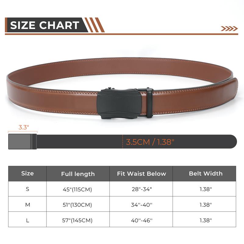 Men's Leather Ratchet Comfort Click Belt, Cut to Exact Fit, for Business for Casual, Father's Day Gift